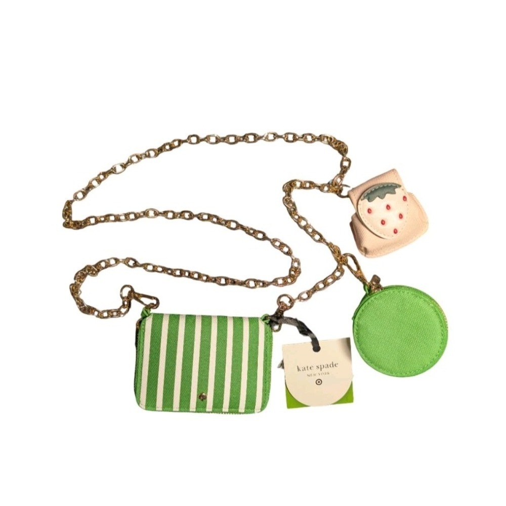 Bb. Kate Spade x Target Stripe Mini Crossbody Bag w Coinpurse & Strawberry Case